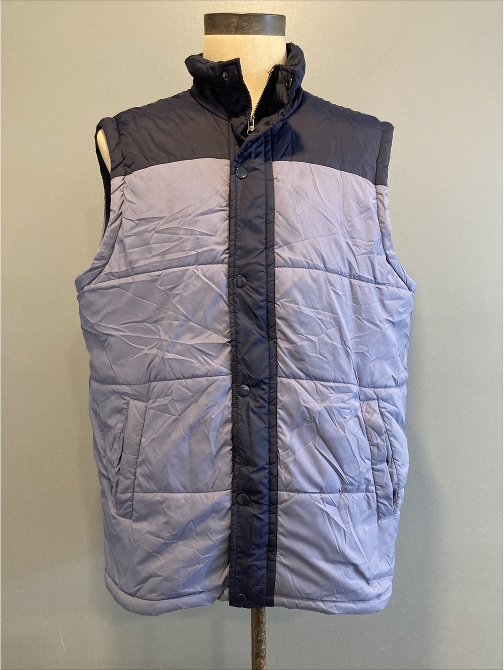 Southern Proper Mens XXL Down Gray Quilted Full Zip Side Pocket Puffer Vest MINT